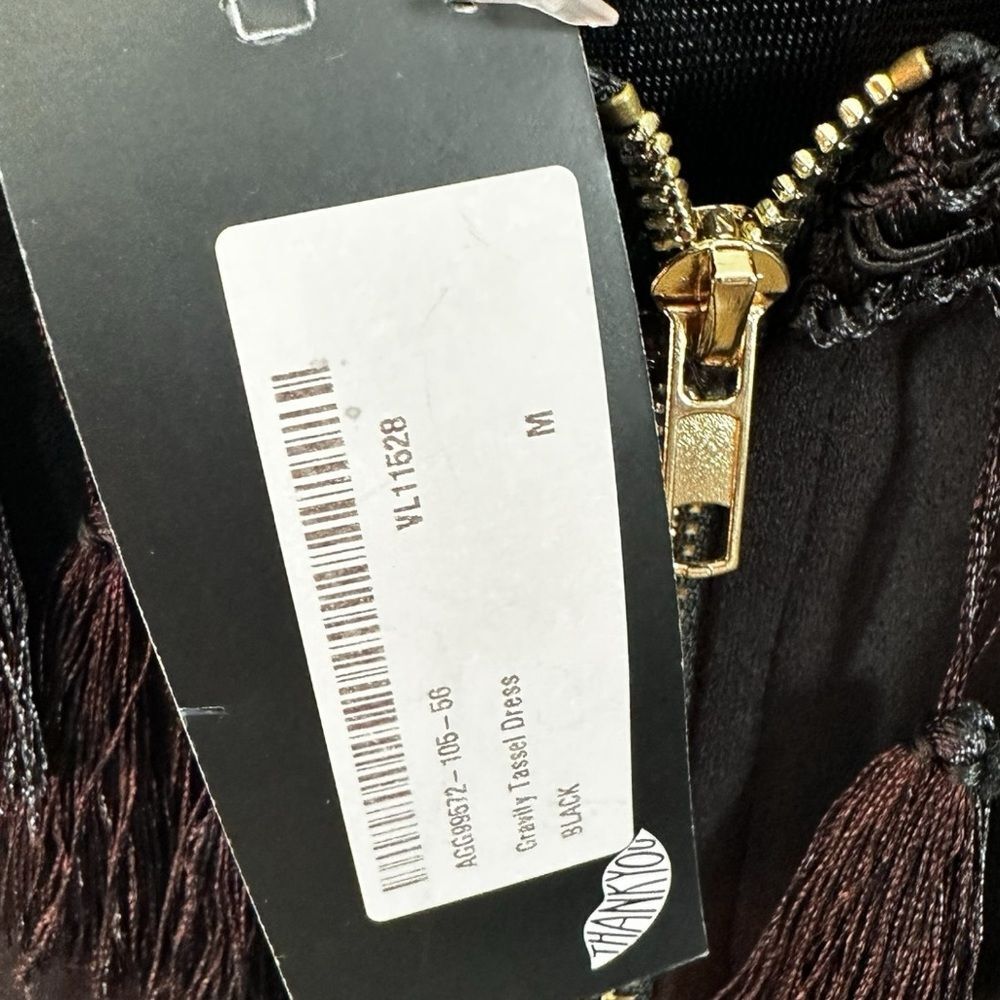 NWT Nasty Gal Black Gravity Tassel Dress Size M - Picture 9 of 13